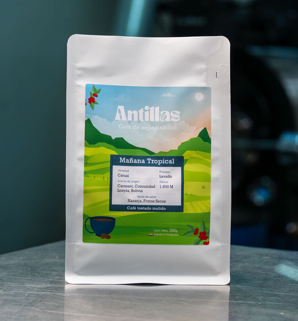 Empaque de granos de café Mañana.Tropical.
